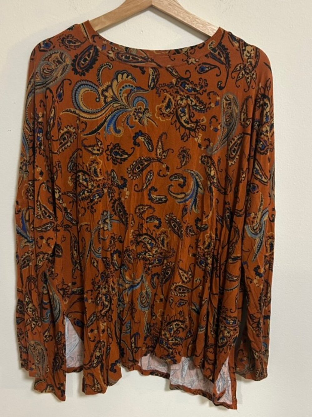 Maurices 24/7 Palisade Paisley Rust Colored Top Sz XL EUC Whimsigoth Fall